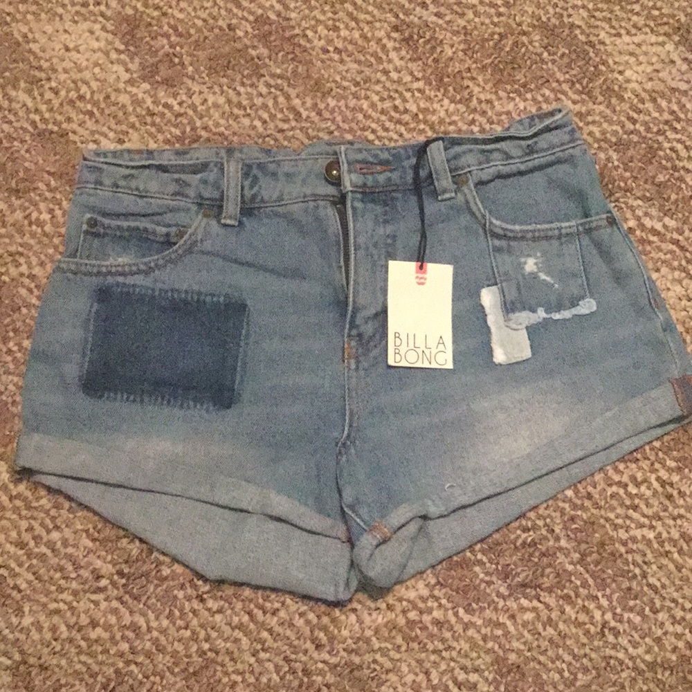 Billabong patched jean shorts